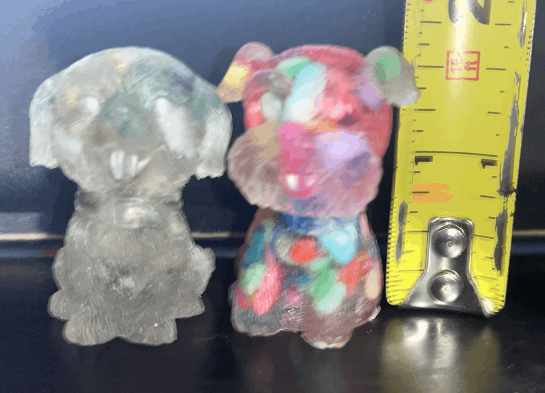 Cute & colorful mixed natural crystal resin Scottish Terrier dog carving figure figurine statue, also changes under UV light!