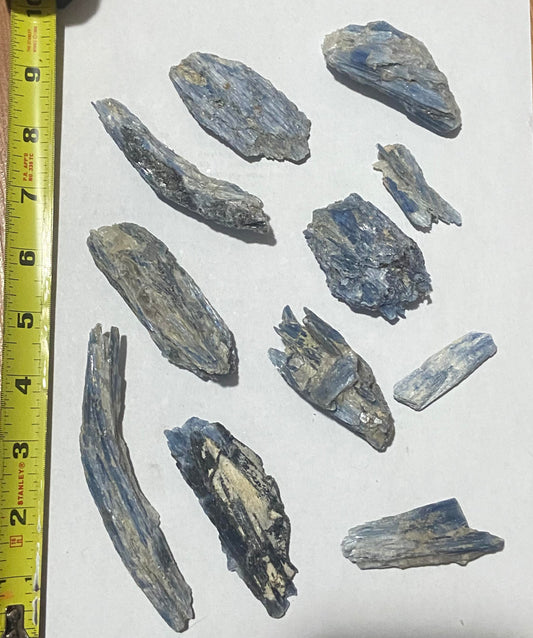 Raw Blue Kyanite specimen pieces, various sizes