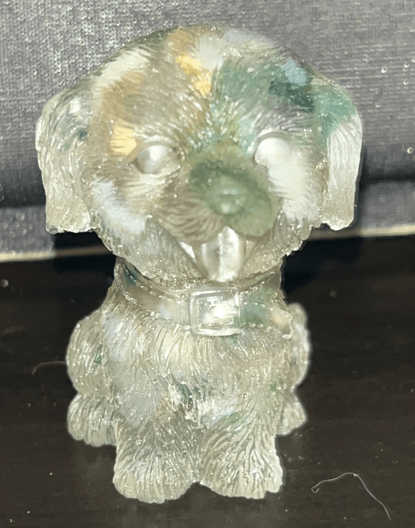 Cute & colorful mixed natural crystal resin Scottish Terrier dog carving figure figurine statue, also changes under UV light!