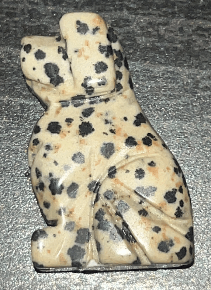 Dalmation Jasper crystal dog carving- Brings Happiness and Joy!