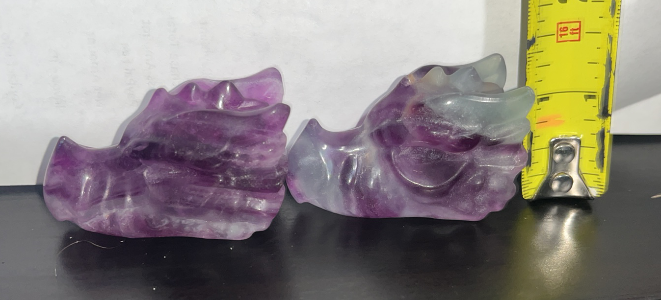 Stunning Colorful rainbow Fluorite small dragon heads. Amazing colors!