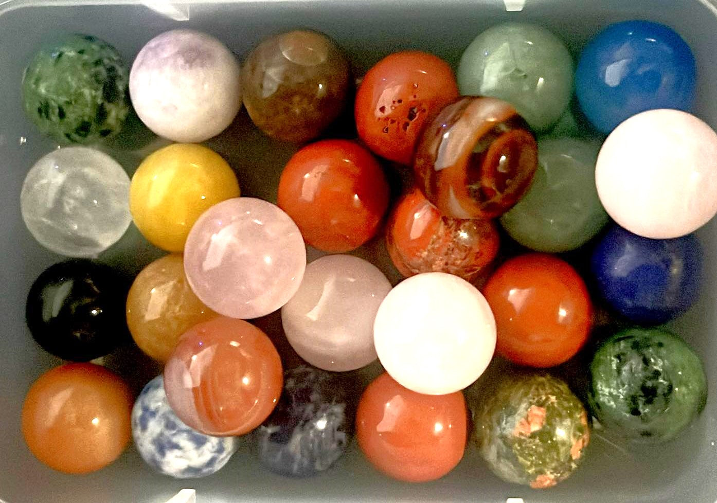 Mixed 16mm mini crystal spheres. Perfect size to hold, meditate and feel the loving energy.