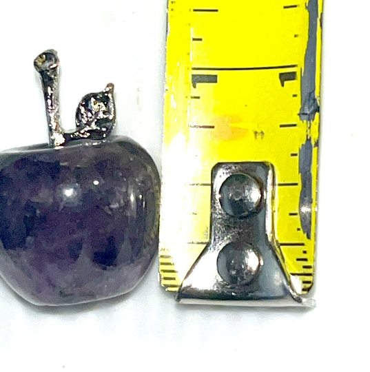 Mini crystal apple carving with silver stem