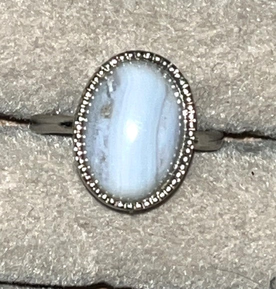 Natural Blue Lace Agate large adjustable statement rings!