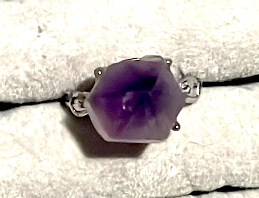 Natural Amethyst point tip ring. Adjustable to fit all sizes.