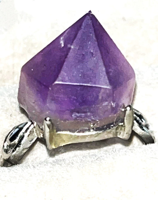 Natural Amethyst point tip ring. Adjustable to fit all sizes.