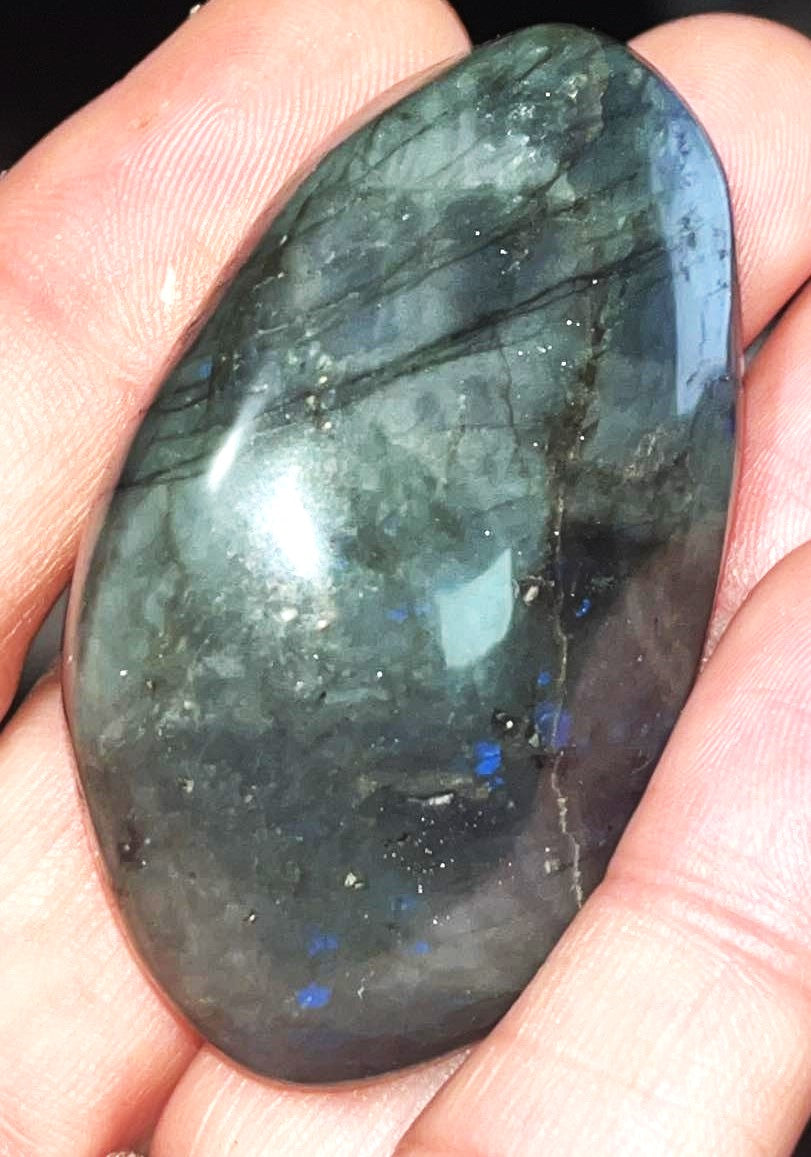 Amazing Labradorite palm stones with VERY strong blue, yellow, and red flash!