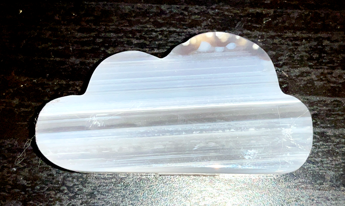 Gray Agate crystal cloud carving with beautiful banding and delicate design for a celestial influence