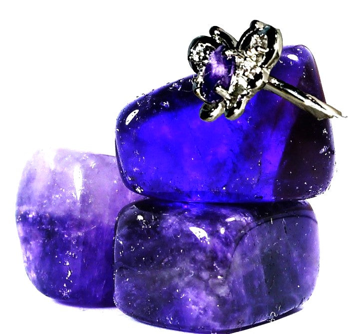 Amethyst crystal butterfly ring. Natural gemstone. Adjustable to fit all sizes.
