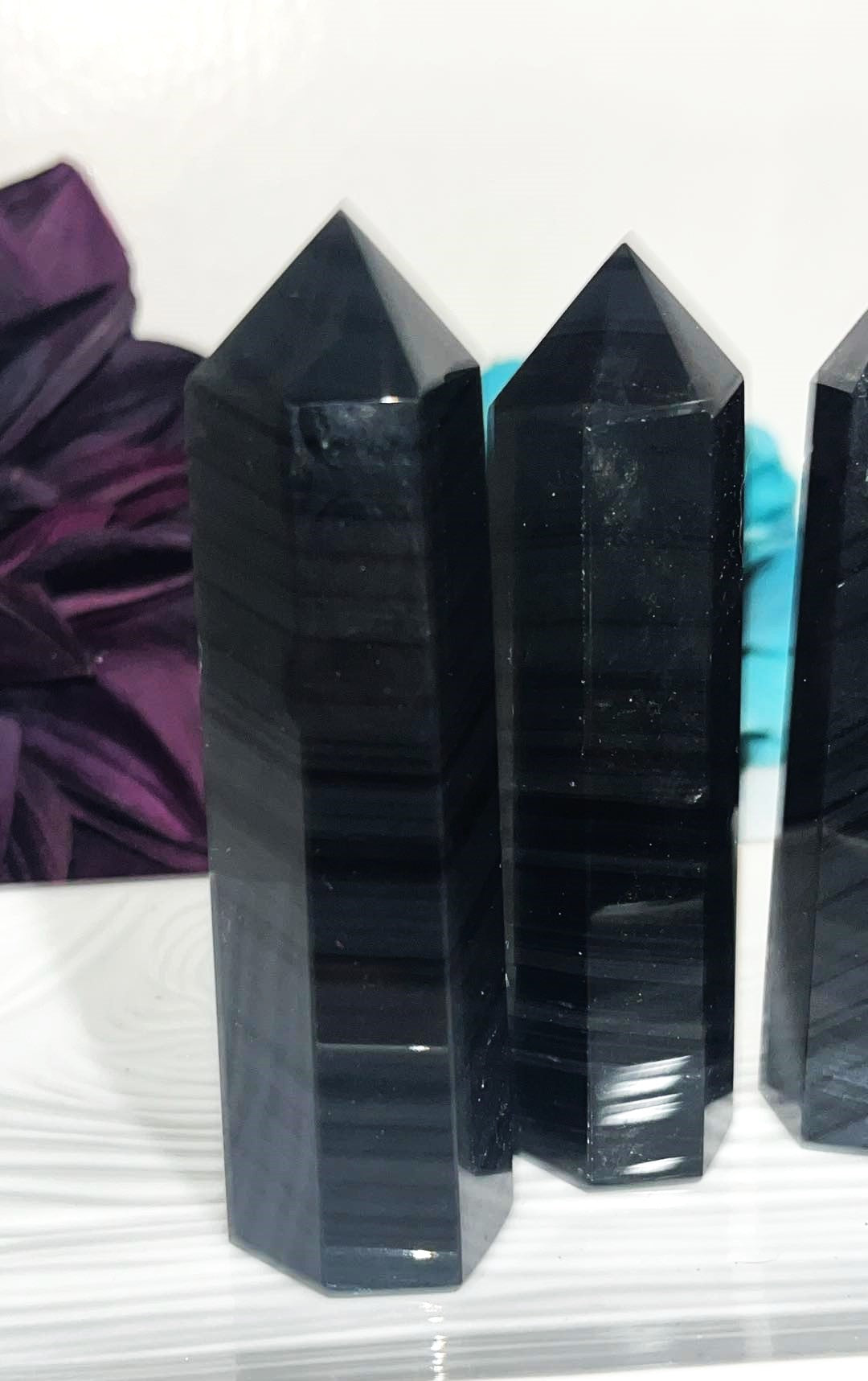 Banded Obsidian crystal point tower with beautiful banding