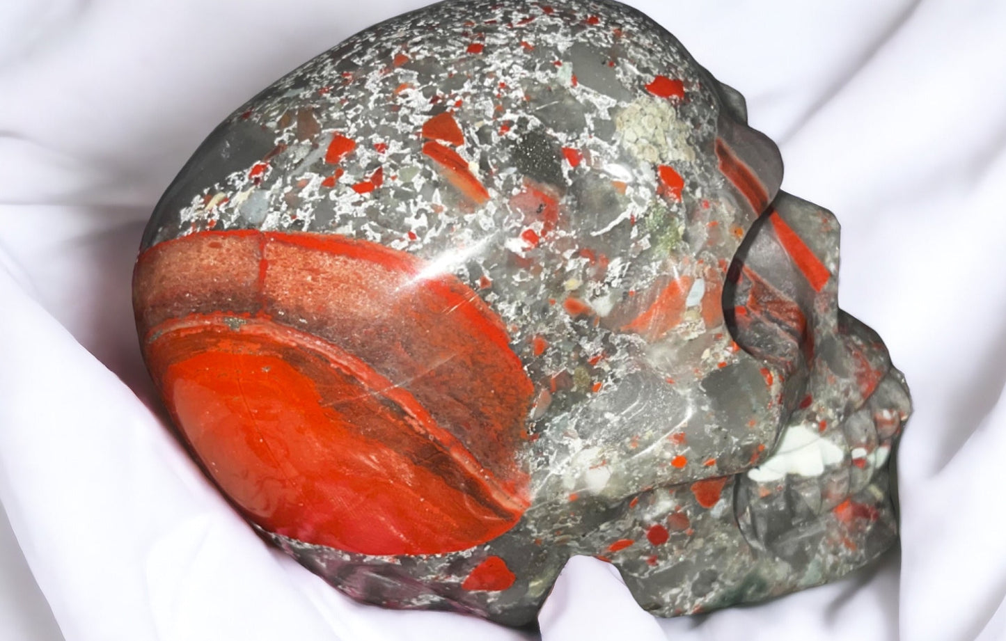 Bloodstone Large skull carving with  High quality