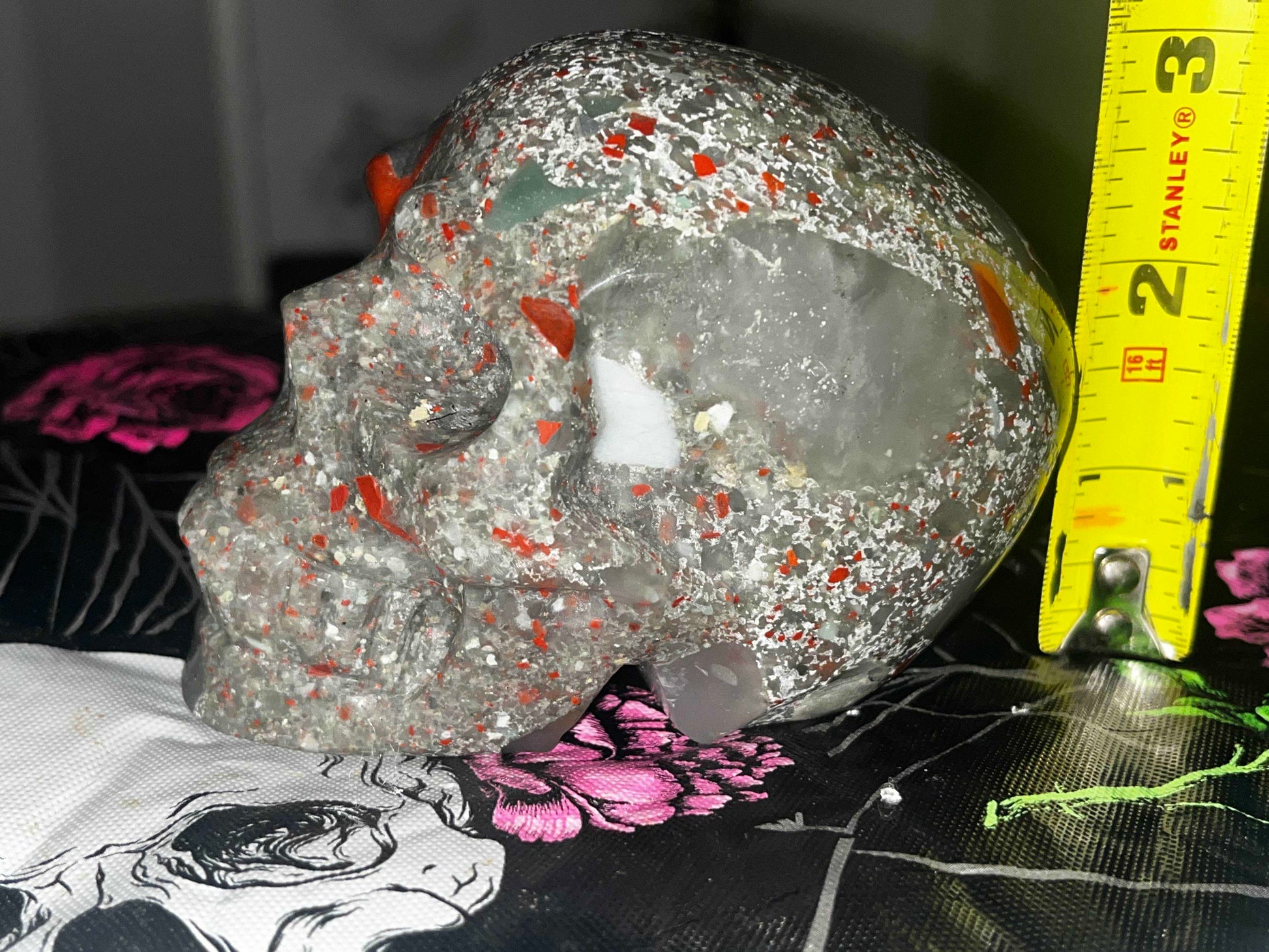 Bloodstone Large skull carving with  High quality,
