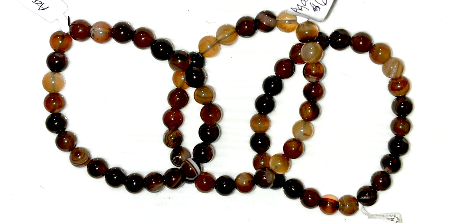 Brown Agate 8mm crystal bracelet- Promotes grounding, stability, balance, and a connection with the earth, warm and earthy tones