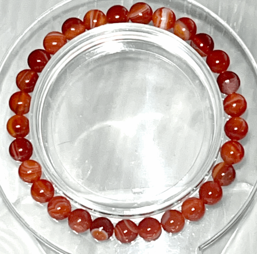 Carnelian 6mm crystal bracelets- boost creativity, courage, and motivation. Beautiful banding