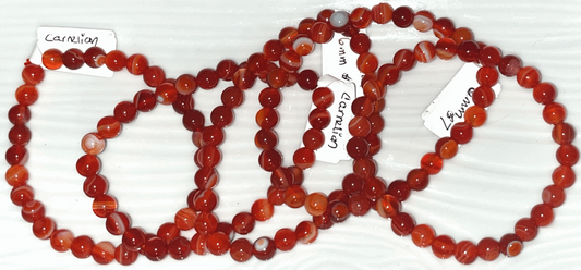 Carnelian 6mm crystal bracelets- boost creativity, courage, and motivation. Beautiful banding