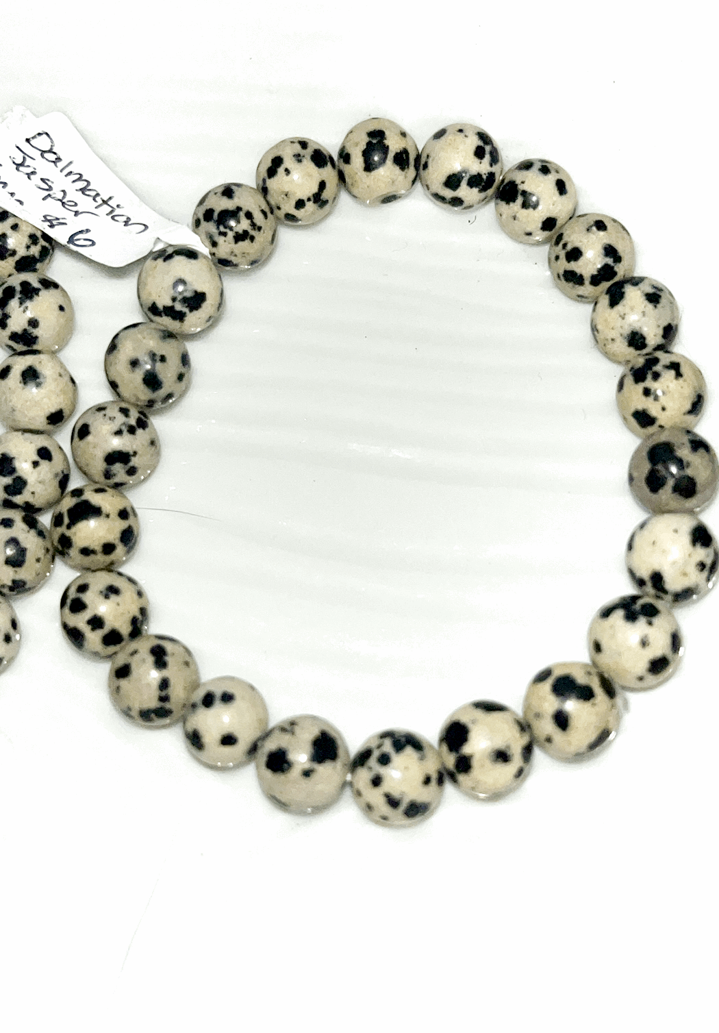 Dalmatian Jasper crystal 8mm bead bracelet- Brings Happiness and Joy!