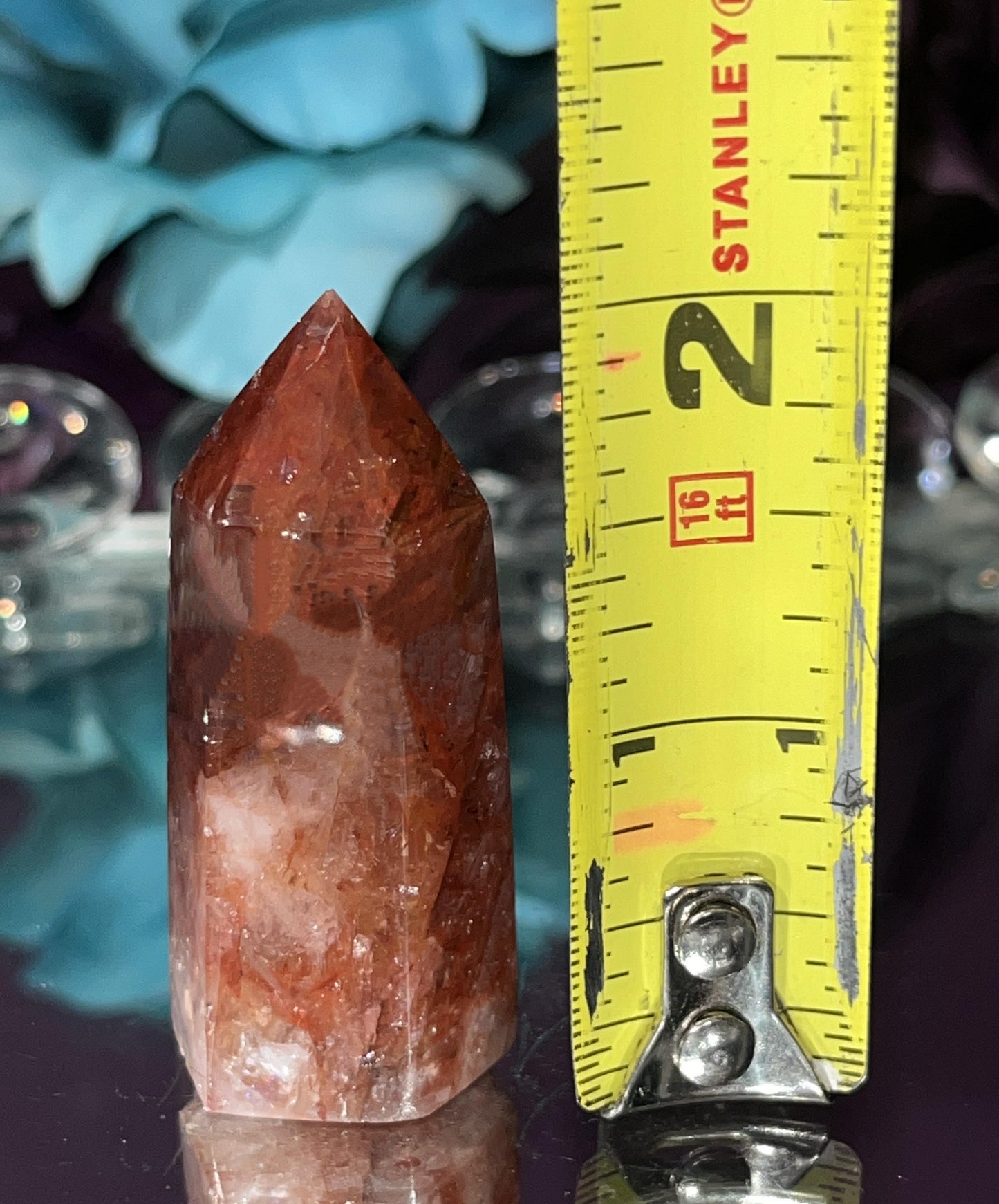 Sparkly natural polished Fire Quartz point tower. Emotional stability, manifestation  focus, clarity, protection, amplify psychic abilities.