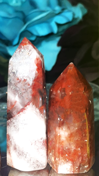 Sparkly natural polished Fire Quartz point tower. Emotional stability, manifestation  focus, clarity, protection, amplify psychic abilities.