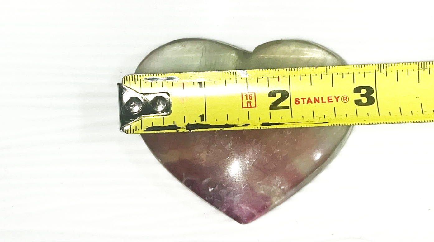 Large yellow and purple Rainbow Fluorite crystal heart carving  Beautiful colors! Brings focus, and peace