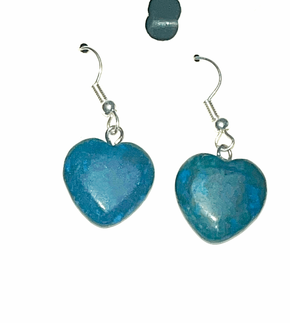 Crystal heart dangle hook earrings- 0.5 inches, Apatite, Red Jasper, Rose Quartz, Dalmation, Labradorite, Howlite, Quartz