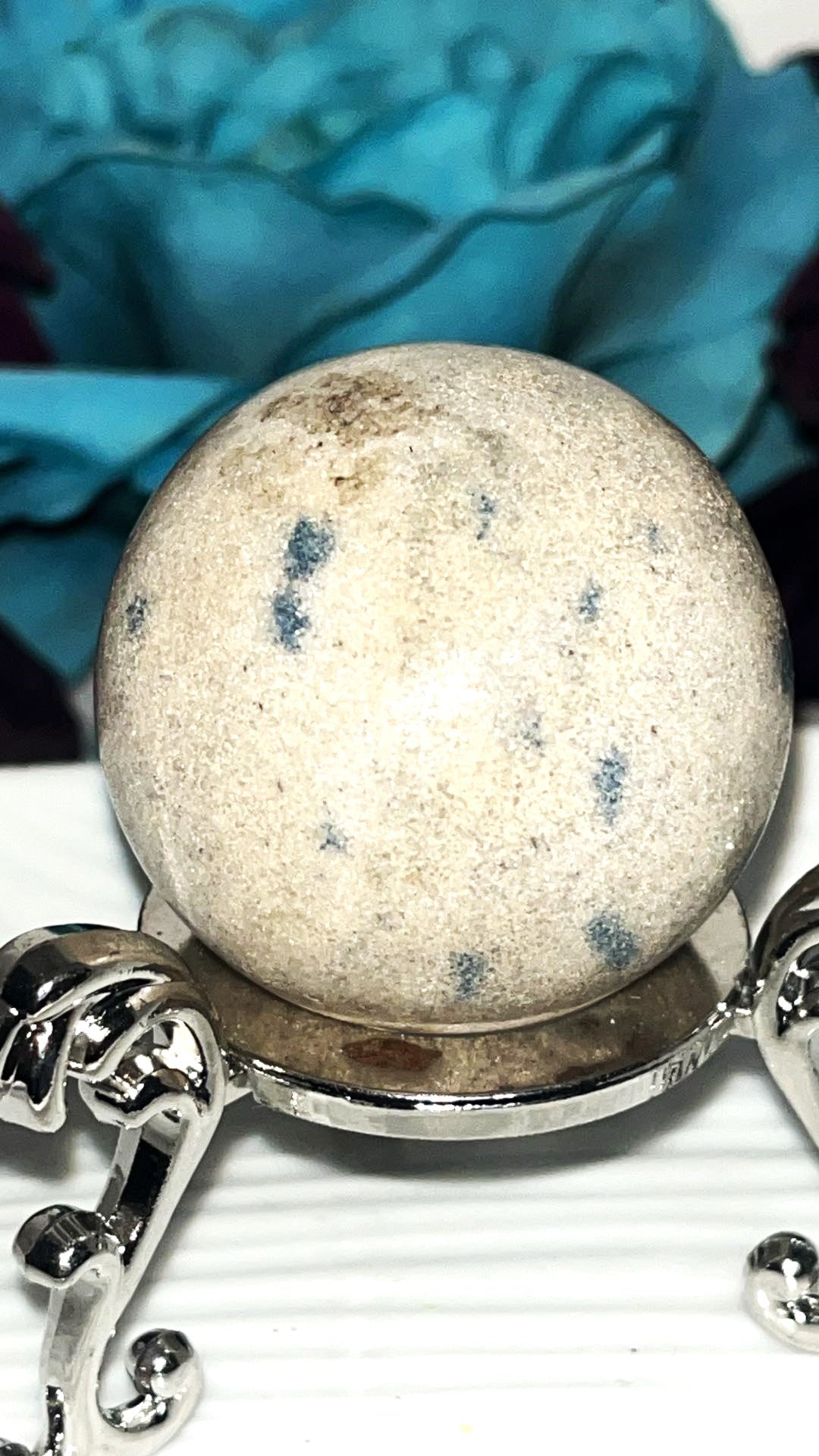 Rare K2 crystal sphere-Helps reach highest “peaks” of consciousness and grounding energy into the third dimensional reality. Stone of Indigo