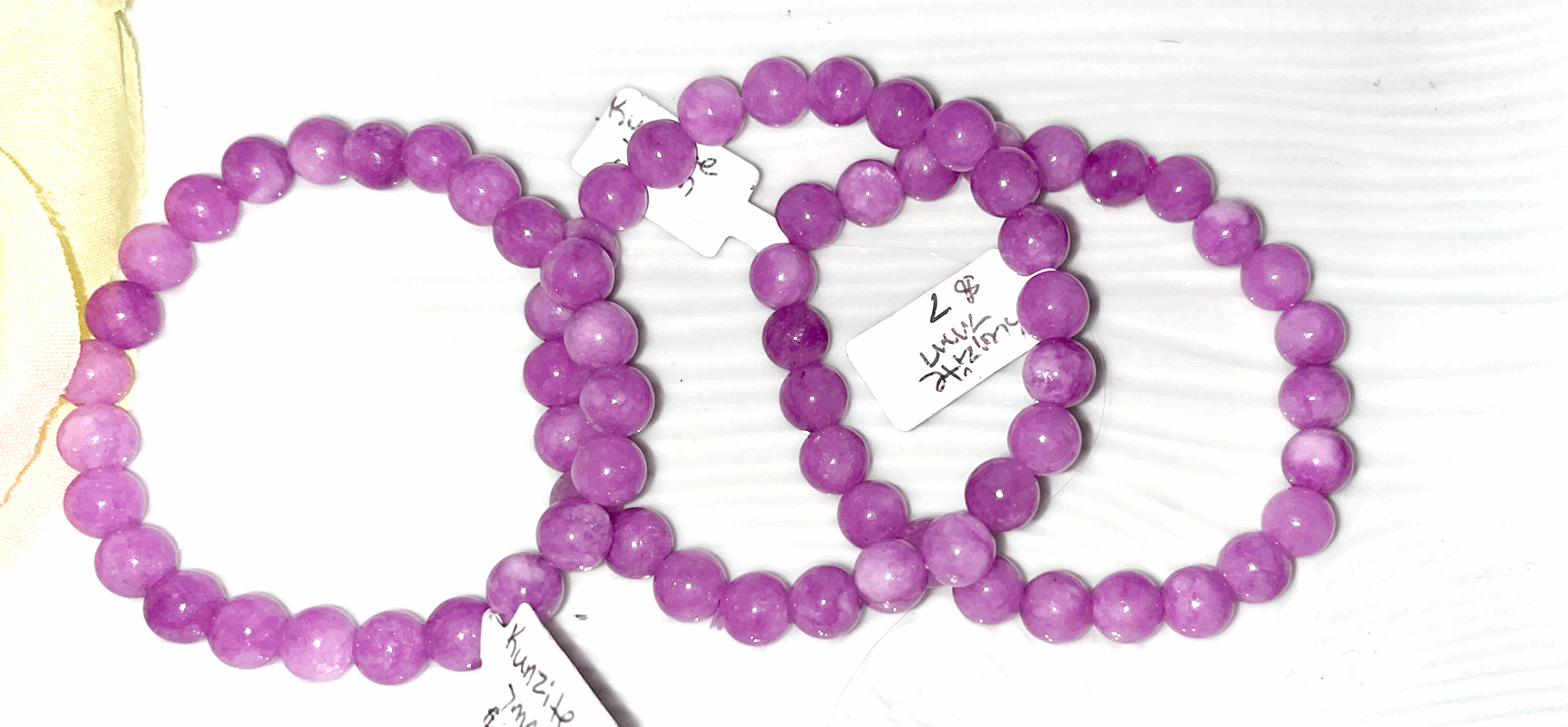 Kunzite 7mm elastic crystal beaded bracelet- Discover peace, serenity, balance, trauma recovery, and deep emotional healing. High quality