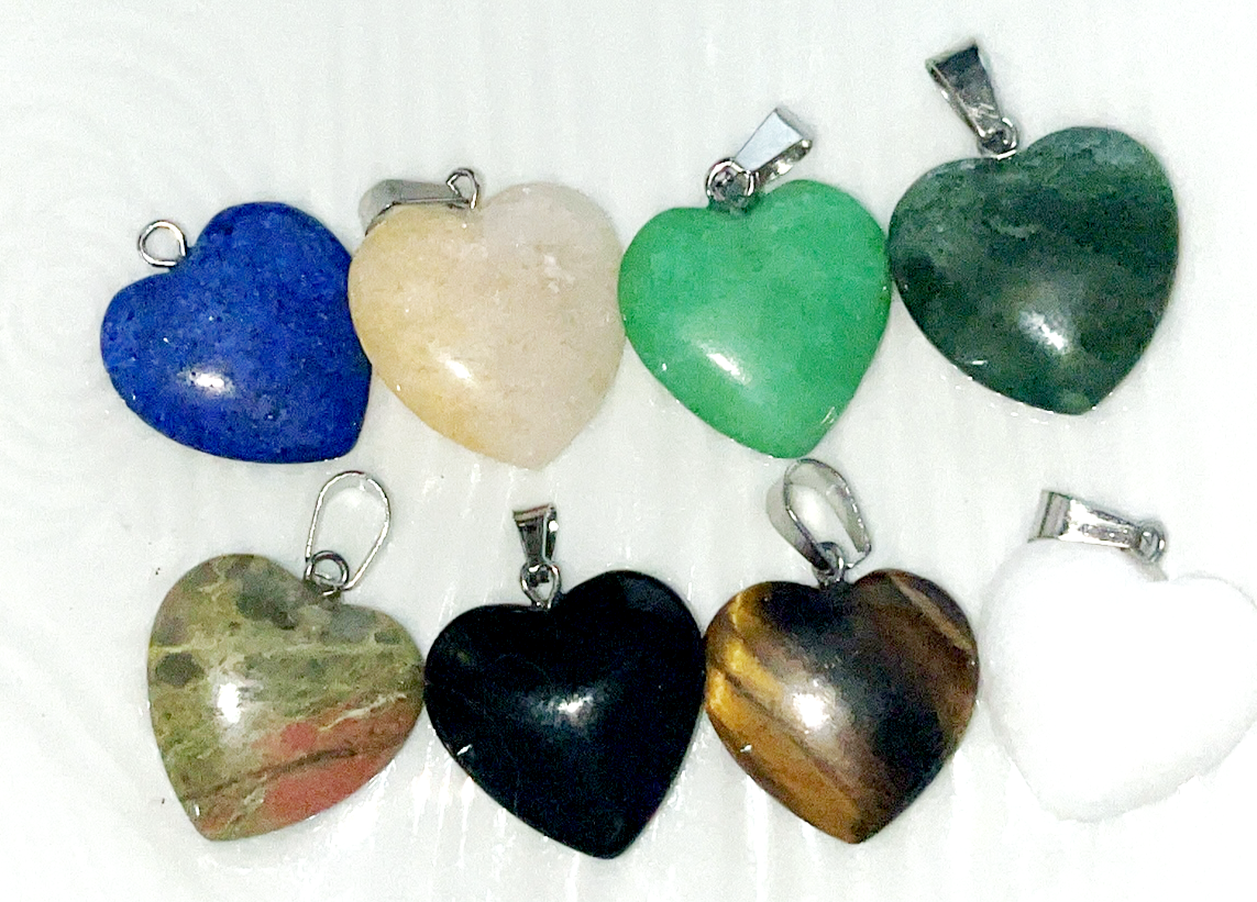 Crystal dainty heart pendant necklaces in a variety of materials with rope necklace included.