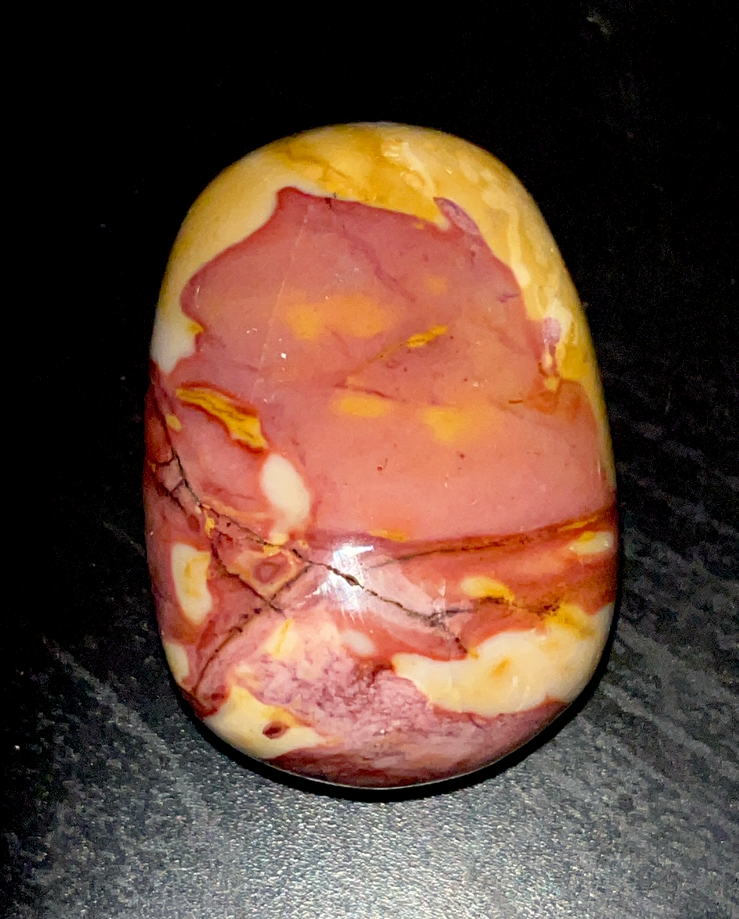 Rare Mookaite crystal palm stones. 2 choices. A nurturing stone that supports and sustains during times of stress.