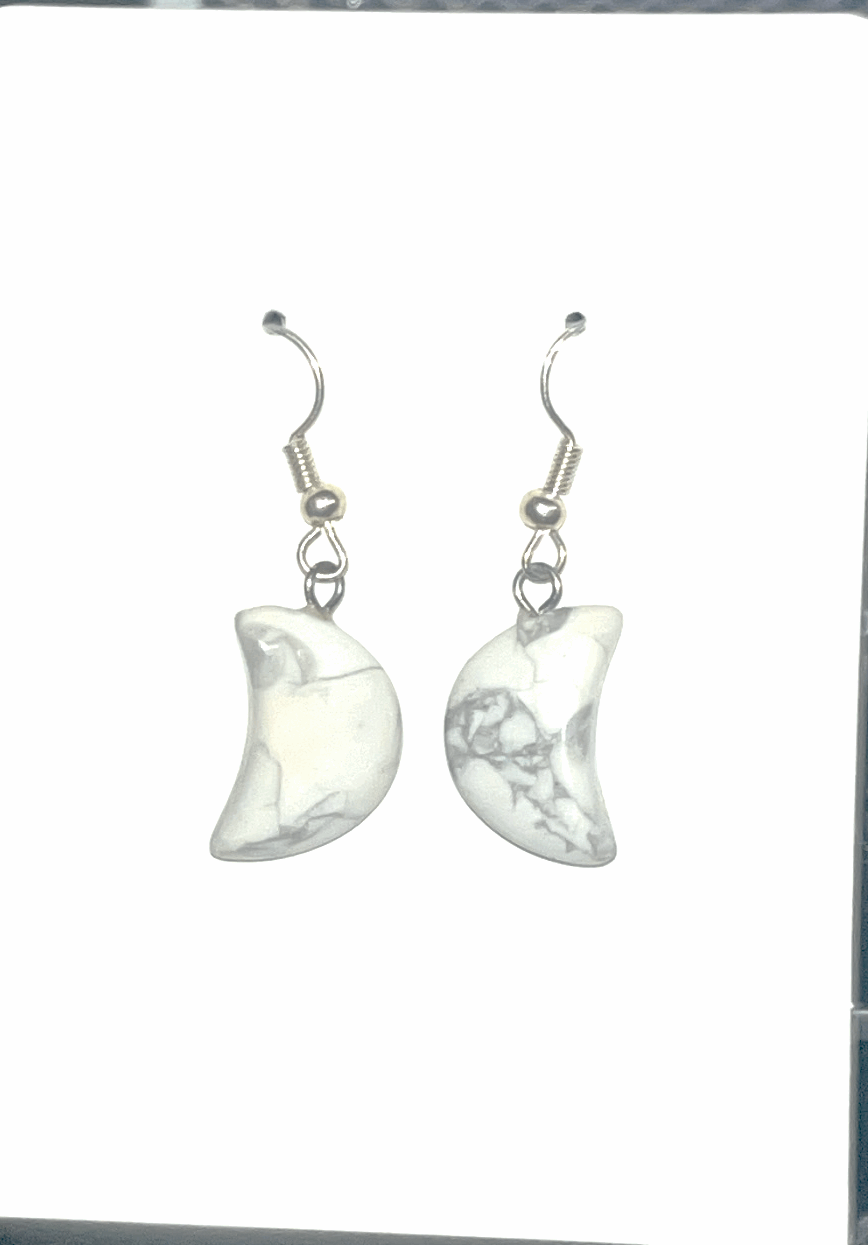 Assorted Crystal moon dangle hook earrings- Handmade natural materials.