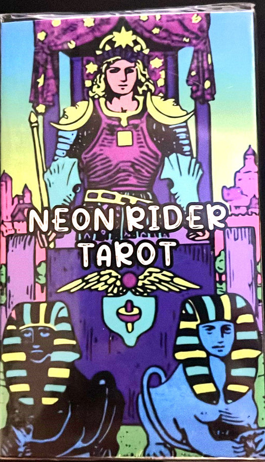 Neon Rider Waite Tarot Deck with Hot Pink and Neon Purple Design, 78 Small Modern recolored Oracle cards for Divination and Fortune Telling (Copy)