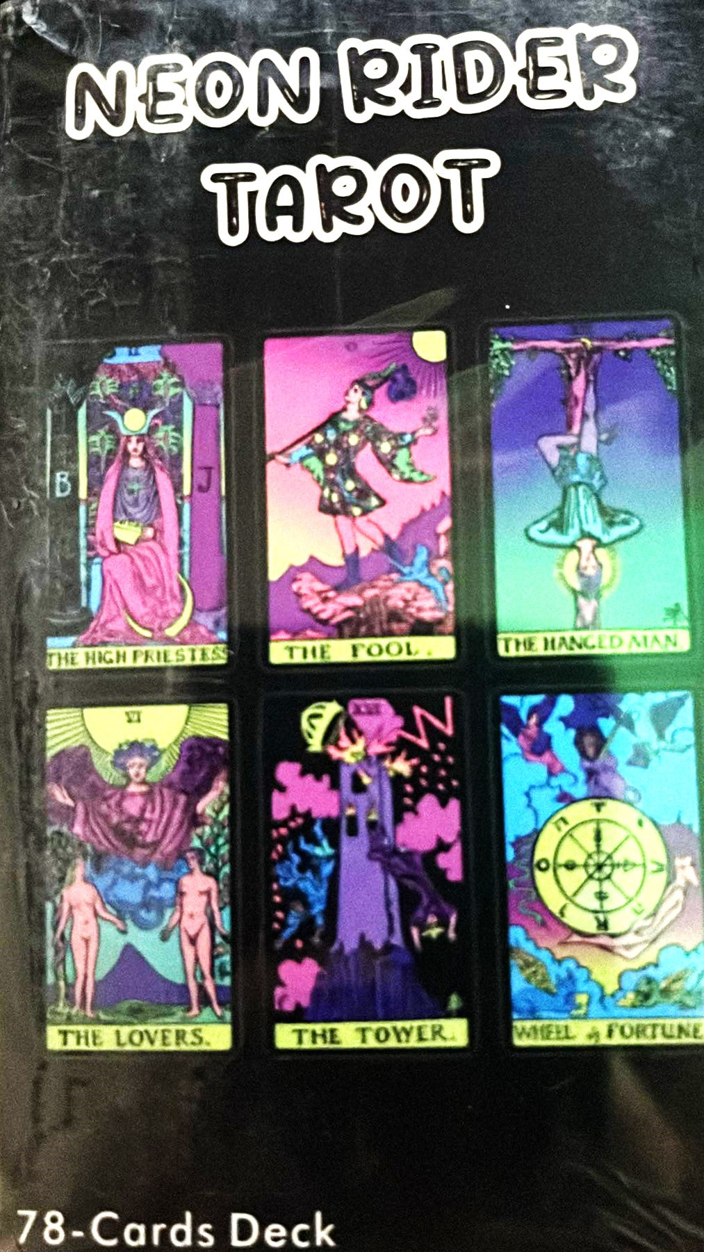 Neon Rider Waite Tarot Deck with Hot Pink and Neon Purple Design, 78 Small Modern recolored Oracle cards for Divination and Fortune Telling (Copy)