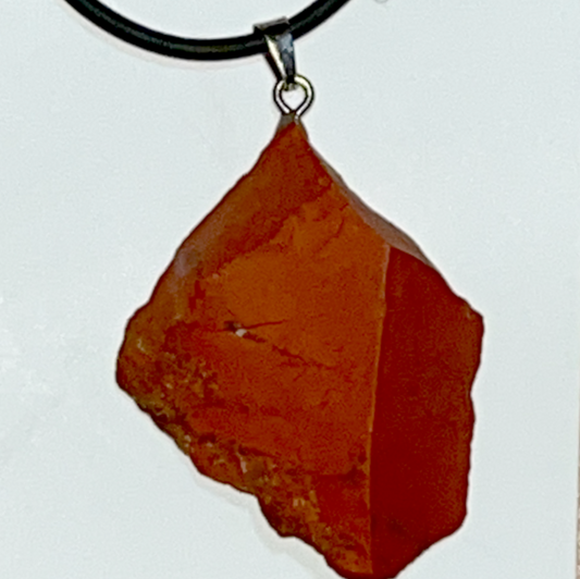 Raw Red Jasper specimen pendant with rope chain necklace.  Ignites courage and determination, strong protection