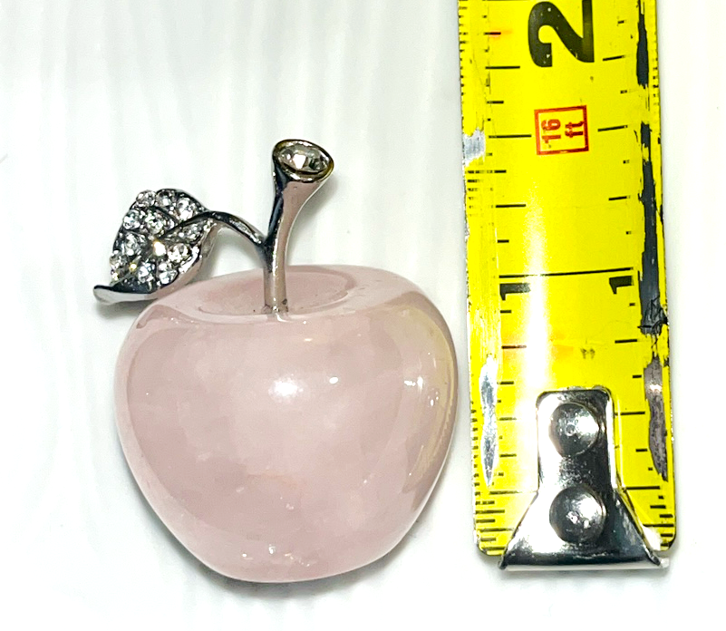 Mini crystal apple carving with silver stem