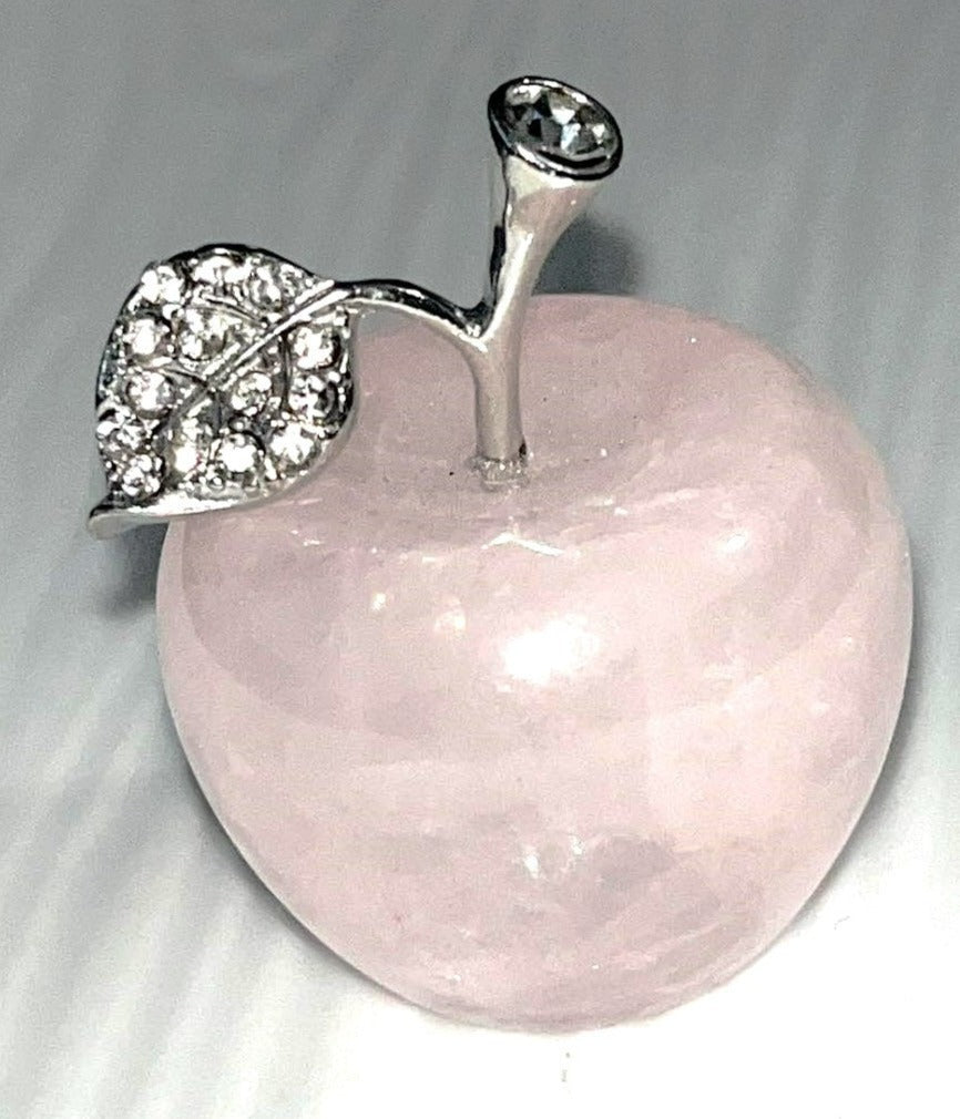 Mini crystal apple carving with silver stem