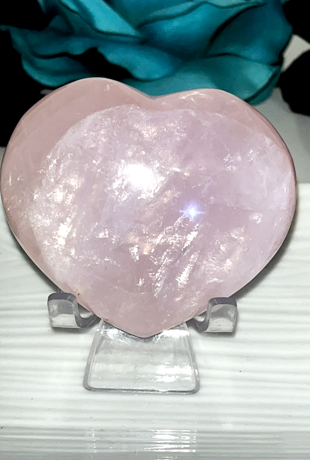 Big AA Quality Rose Quartz Crystal puffy hearts with beautiful rainbow flash.