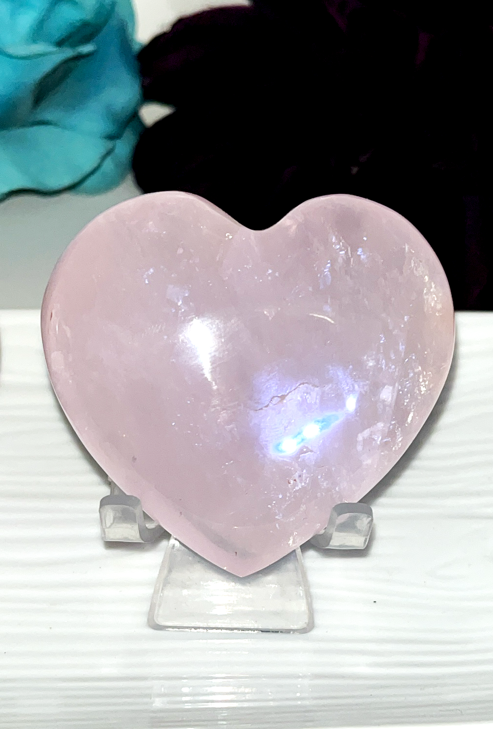 Big AA Quality Rose Quartz Crystal puffy hearts with beautiful rainbow flash.