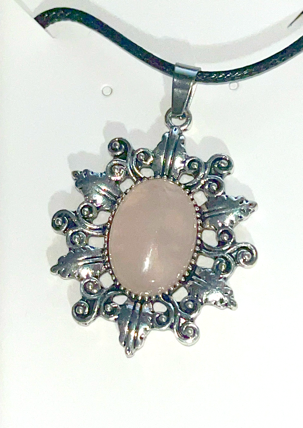 Sun sunburst crystal pendant with adjustable rope chain necklace. Lapis, Tigers Eye, Rose quartz, Red Jasper