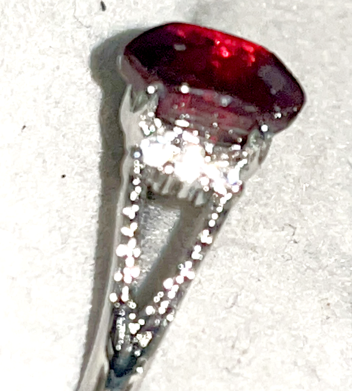 Ruby crystal ring. Natural gemstone. Adjustable silver band. Symbolizing passion, love, and vitality. Valentine's Day gift July birthstone