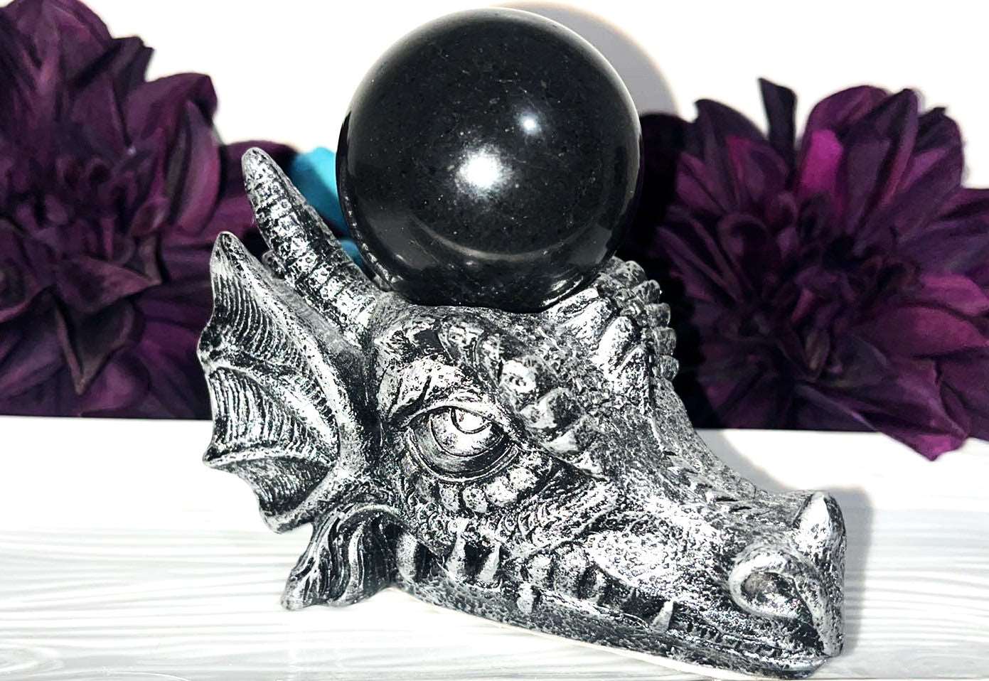 Dragon head crystal sphere holder stand. Holds many different sphere sizes. Gothic sphere, Dragon sphere holder, medieval