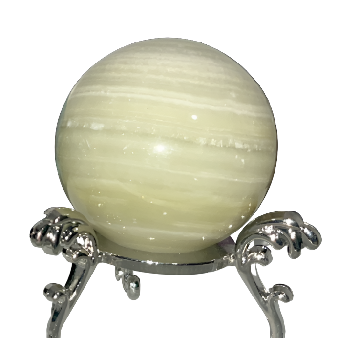 Afghan Jade Sphere with intricate striped pattern- 53.5 mm