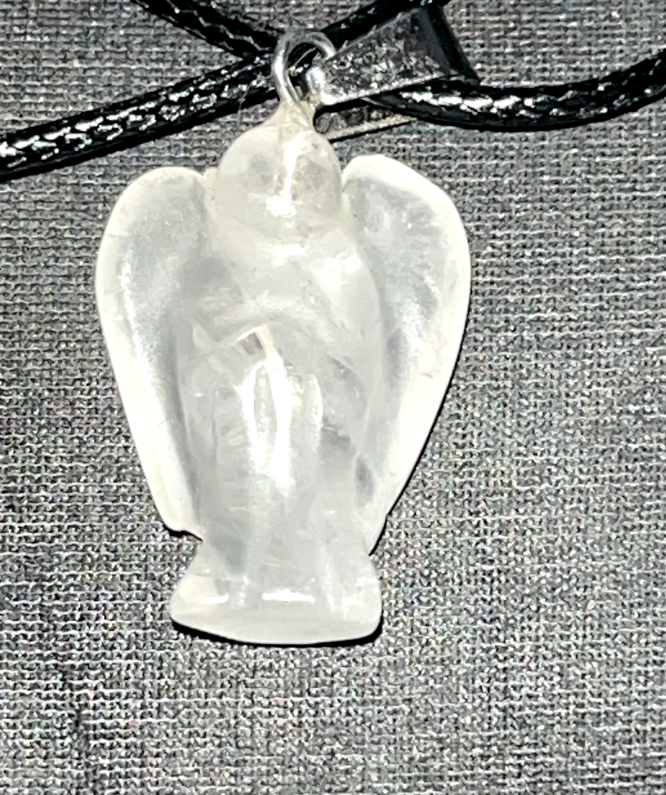 Mini crystal angel pendants necklace with included rope necklace. A timeless symbol of protection, guidance, and celestial blessings.