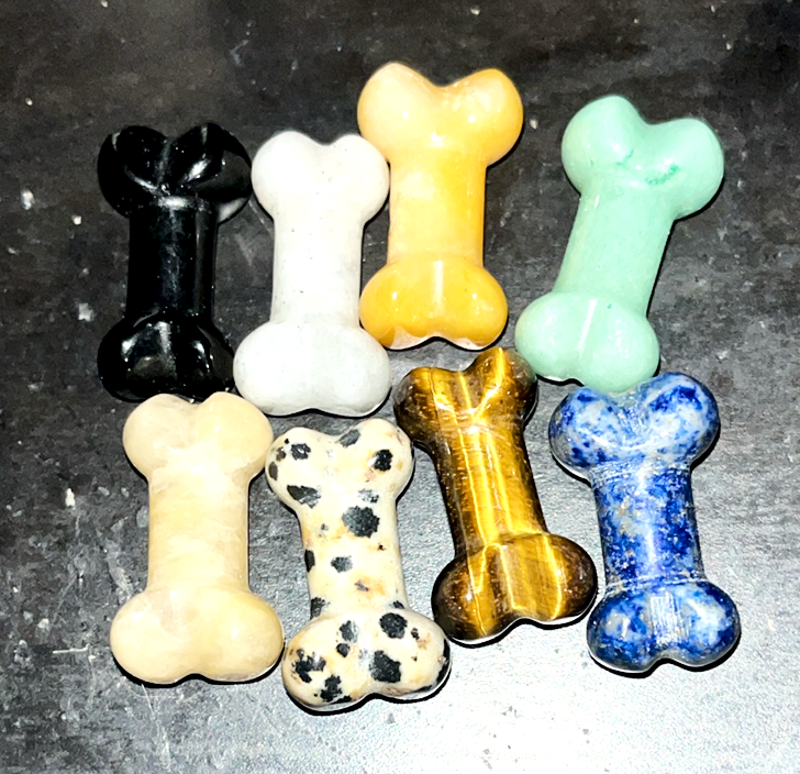 Mini crystal bone carvings, 1 inch tall in a variety of materials.