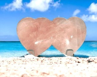 AA STAR Rose Quartz Crystal double joined hearts. Symbol of deep connection, compassion, unconditional love & radiant energies. AA quality