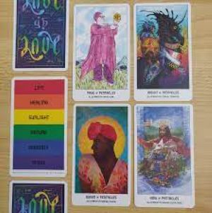 Pride oracle tarot card deck w/ digital Guidebook. Collaborative 78-card deck inspired by Pridefest & the achievements of the LGBTQ+ movement