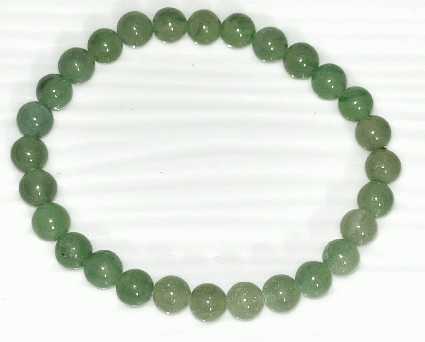 Green Aventurine crystal 6mm or 7mm Elastic Bracelet. The stone of luck, opportunity, abundance, Gambler's stone, attract wealth