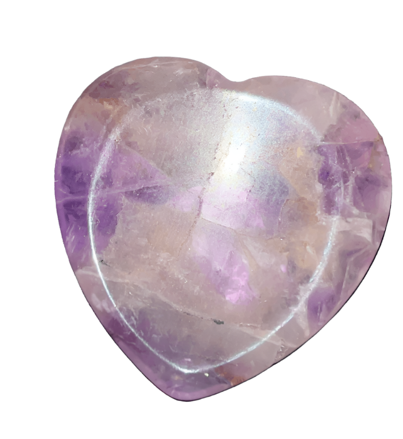 Heart shaped Crystal Worry stones. Rub to remove stress, achieve peace of mind, and help with emotional healing and strength.