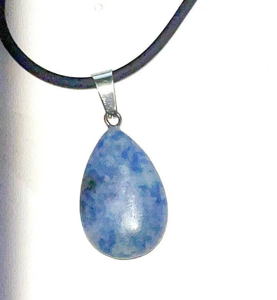 Sodalite oval pendant with rope chain necklace.  The Stone of Intuition and Harmony, calmness and a sense of inner peace