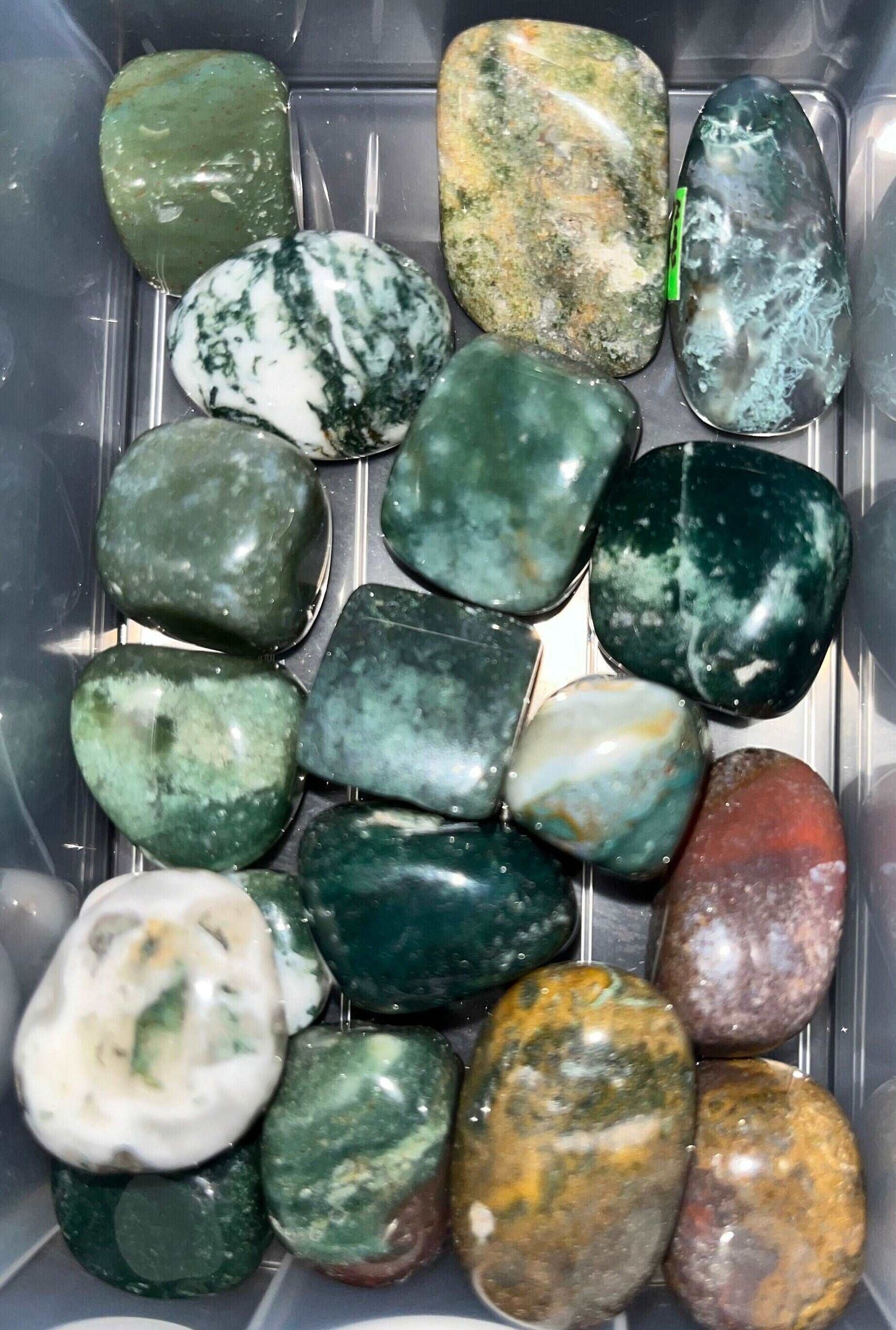 Green Moss agate tumbles- Midwife stone, emotional balance