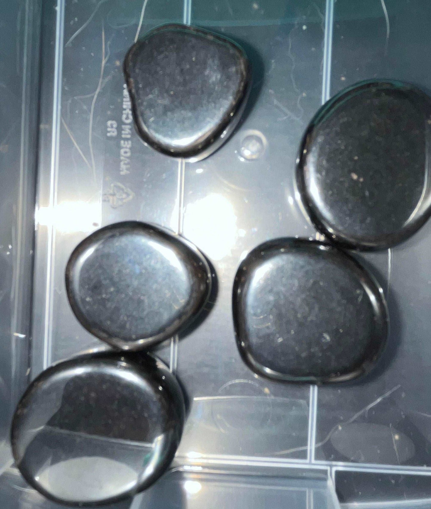 Hematite crystal tumbles- Perfect for empaths since it blocks negativity from others, gives confidence, self esteem