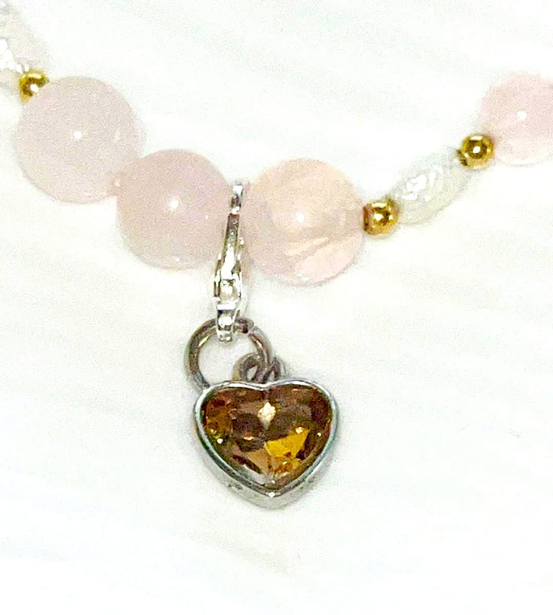 Rose Quartz beaded Bracelet w/ gold beads & pearl accents. Radiate Love, emotional healing, compassion, unconditional love and harmony